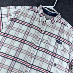 Columbia PFG Shirt Mens XXL 2XL White Plaid Short Sleeve Fishing Button Down